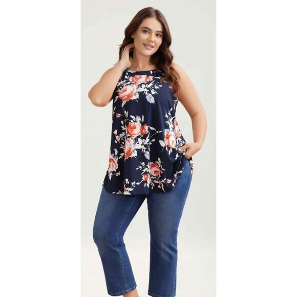 BLOOMCHIC ROSY "Blue Garden Beauty Halter Top" - Picture 3 of 5